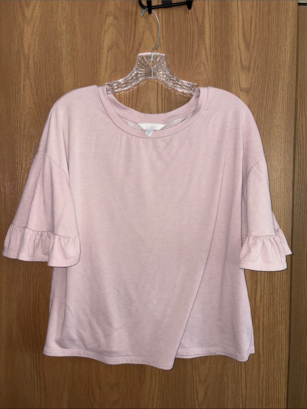 LC Lauren Conrad Ruffle Sleeve Tee — Pale Pink